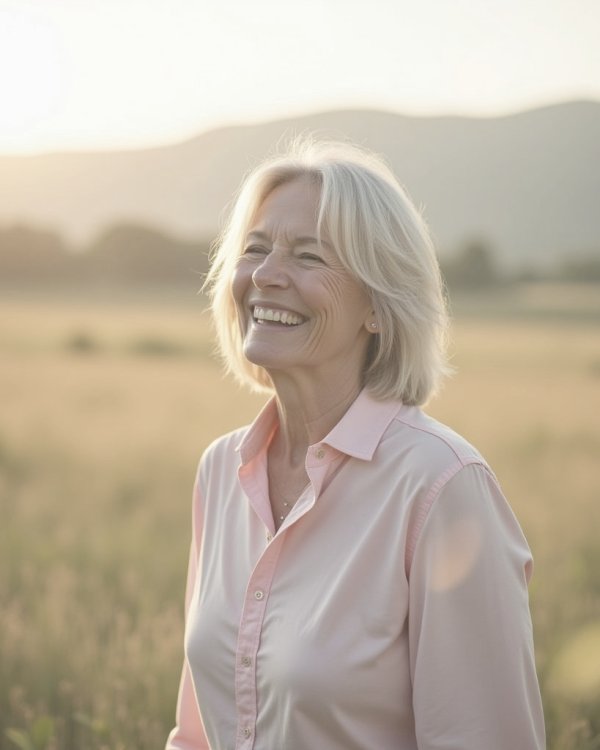 Mujer madura sonriendo al aire libre